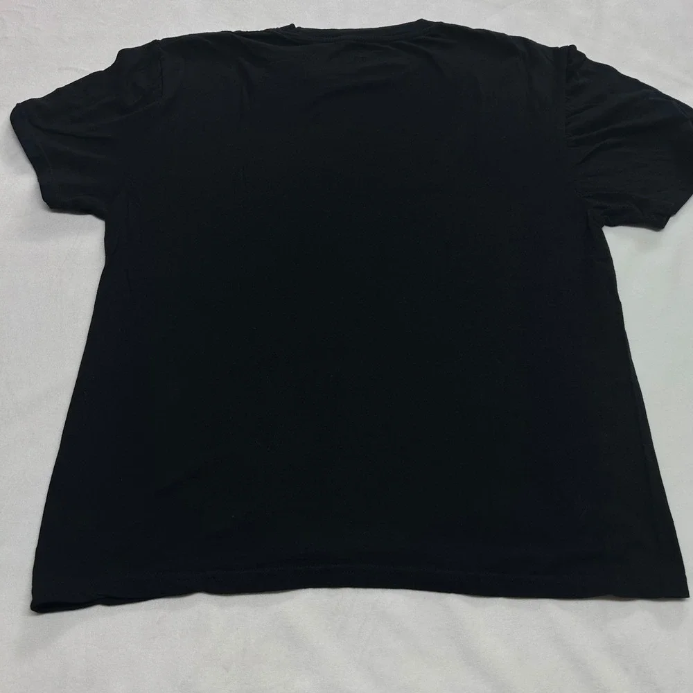 True Religion Mens Black Gold Foil Logo Short Sleeve Cotton T-Shirt Large